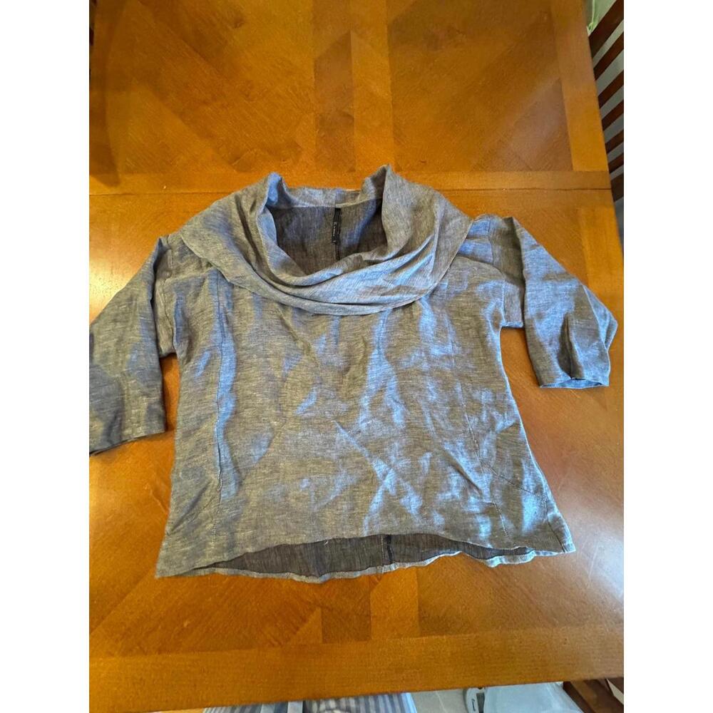 Gray Women's Knit Top with Cowl Neck